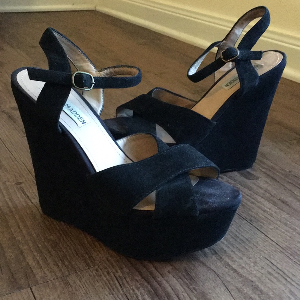Steve Madden WESTII black platform wedge sandals
